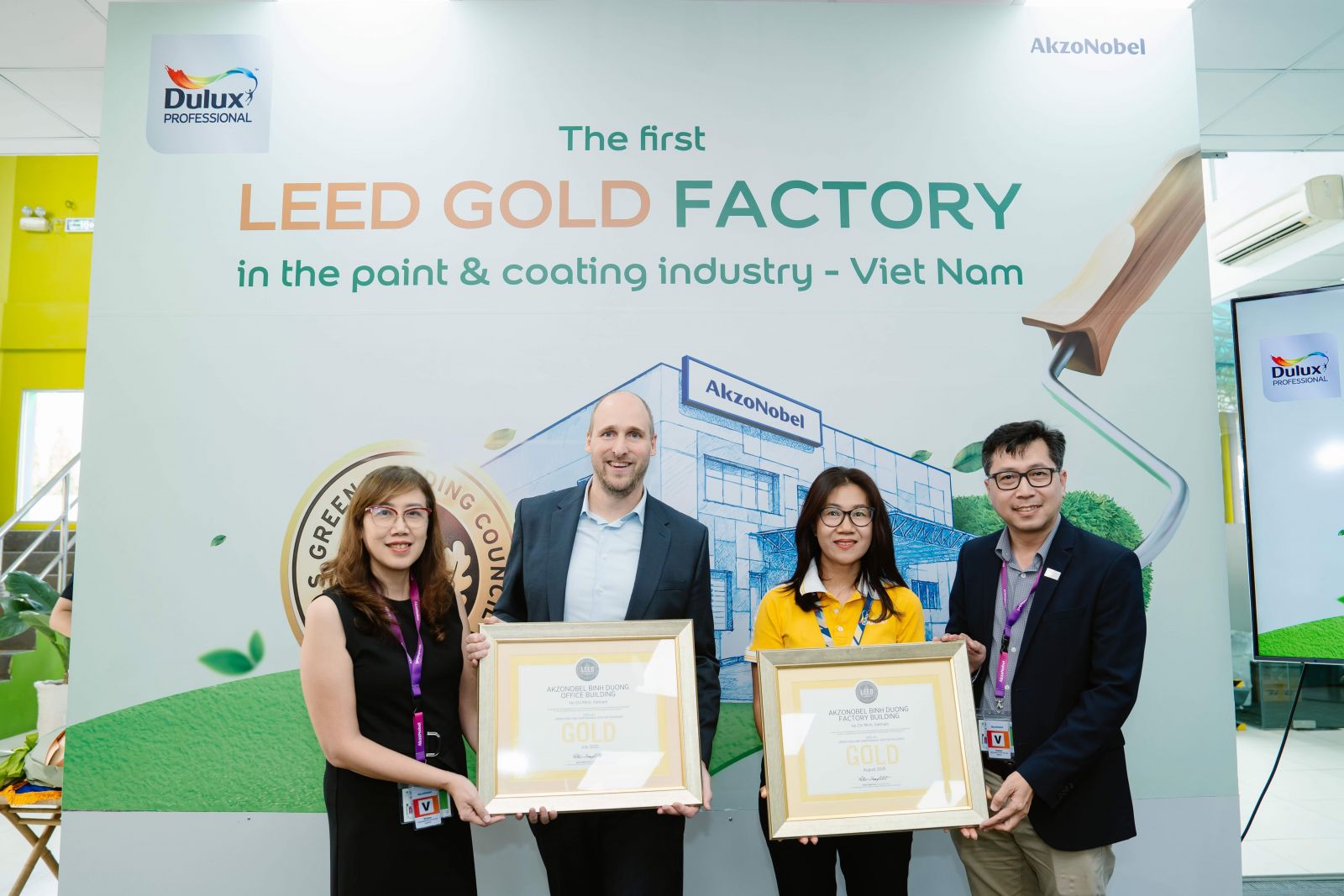 Nhà máy AkzoNobel tại Bình Dương chính thức nhận chứng chỉ LEED Gold từ Hội đồng Công trình Xanh Hoa Kỳ