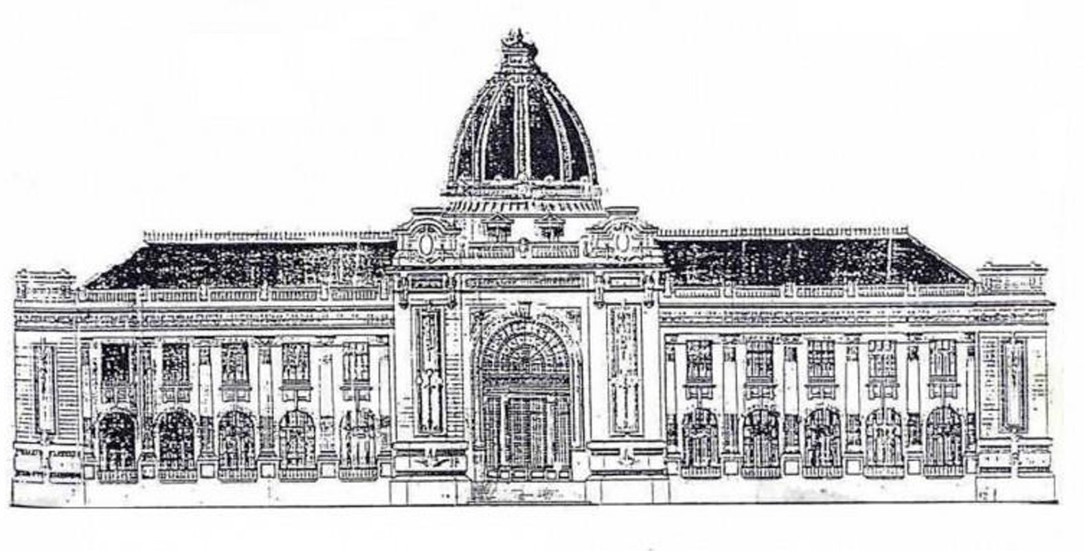 1907-Đại học Đông Dương – Mặt đứng chính thiết kế từ Pháp Nguồn: Internet