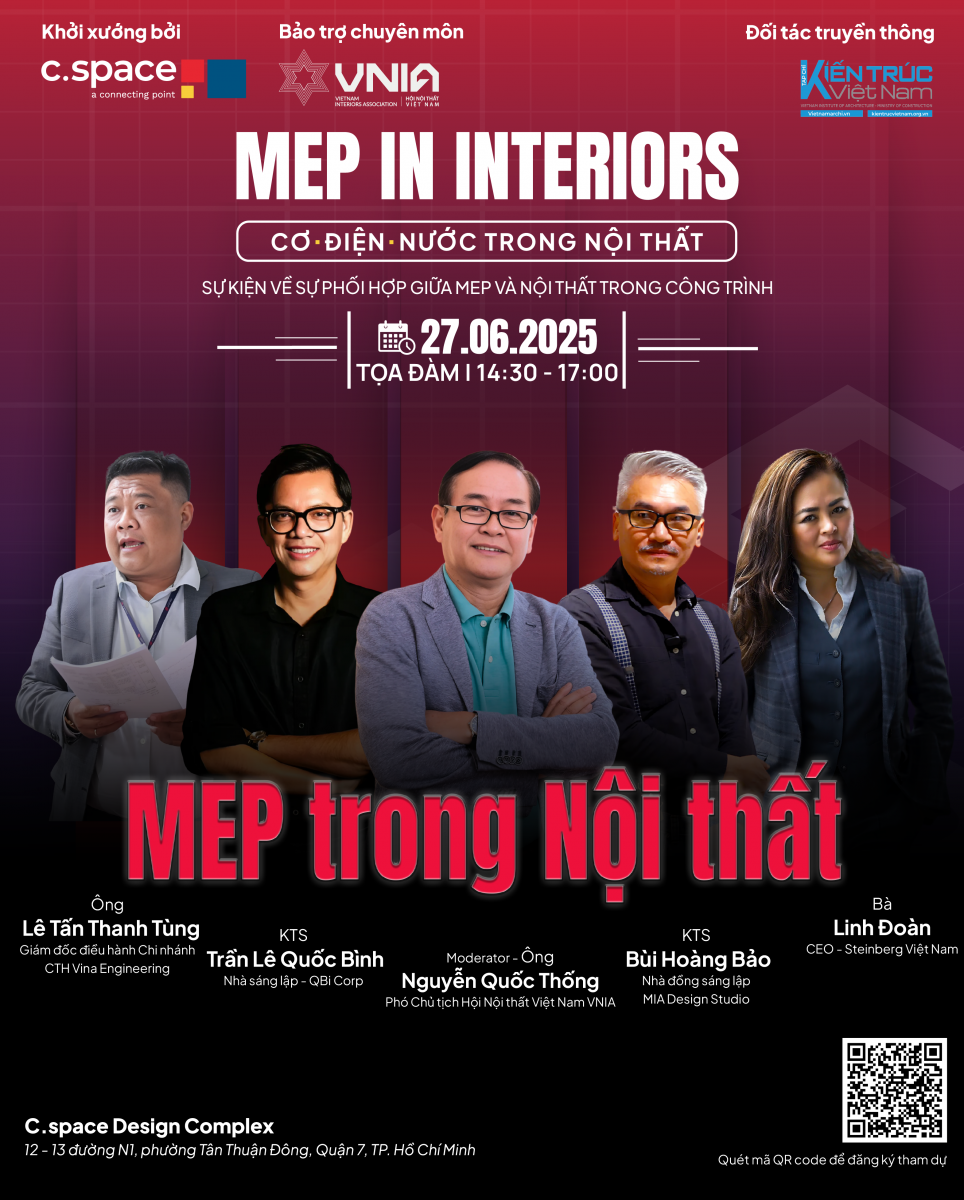 Các diễn giả sẽ xuất hiện trong tọa đàm “MEP trong Nội thất” ngày 27/6.