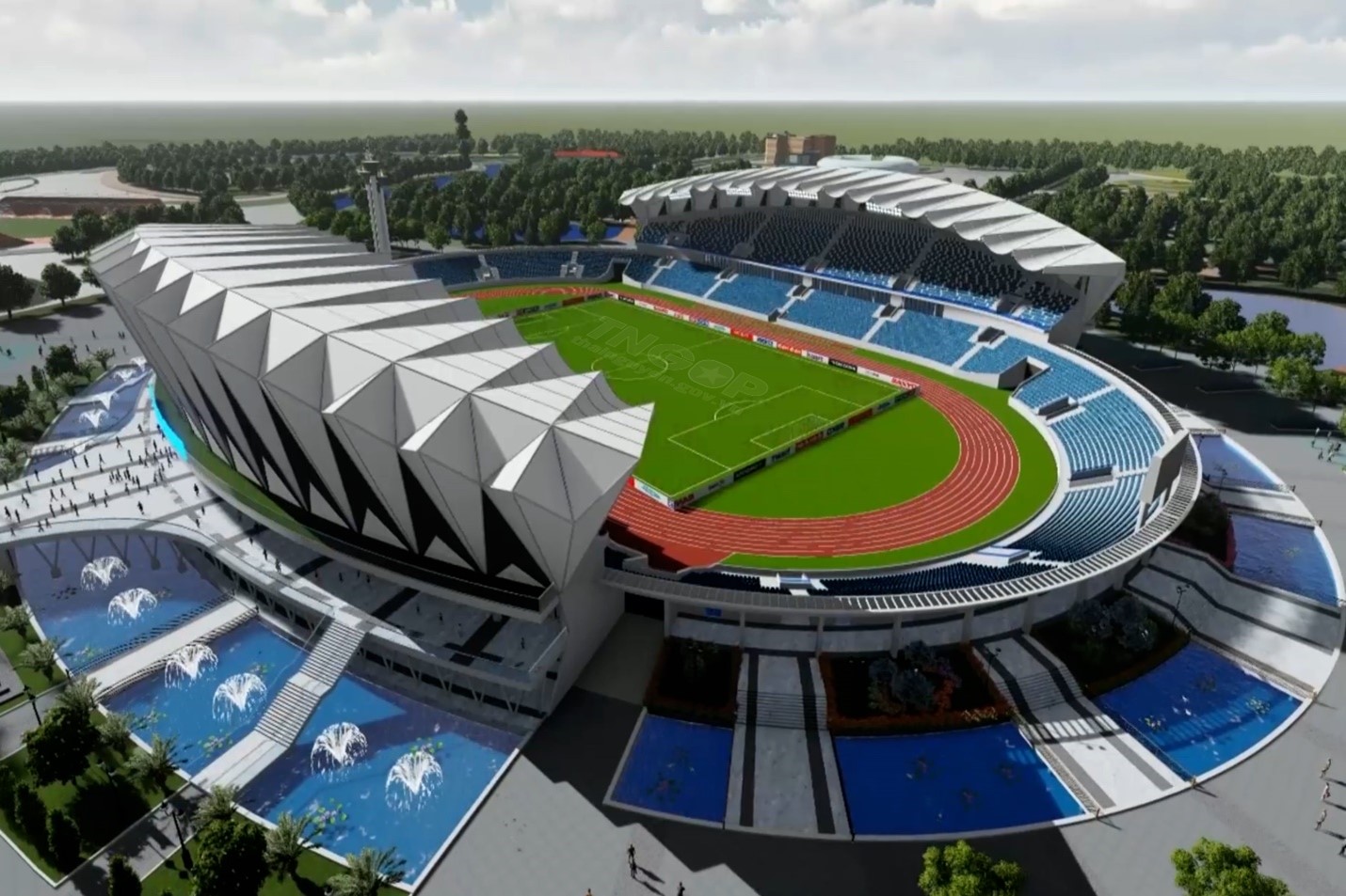 Phấn đấu hoàn thành Sân vận động “độc đáo” với kiến trúc “Hoa Đại Ngàn” vào cuối năm 2024 