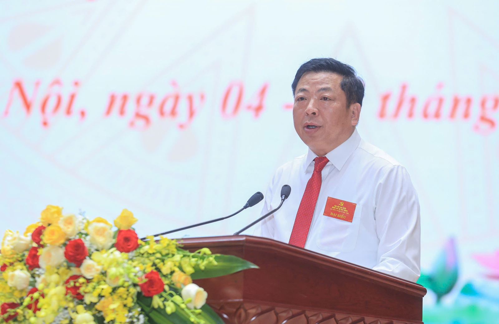 Bí thư Đảng ủy, Bộ trưởng Bộ Xây dựng Trần Hồng Minh phát biểu tại Đại hội