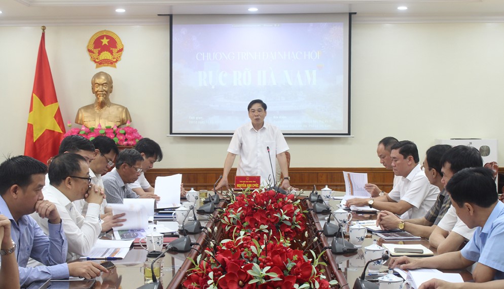 Đồng chí Nguyễn Anh Chức - Phó Chủ tịch Thường trực UBND tỉnh Hà Nam phát biểu chỉ đạo tại Hội nghị báo cáo công tác chuẩn bị Khai mạc Tuần Văn hoá, Du lịch Hà Nam năm 2025.